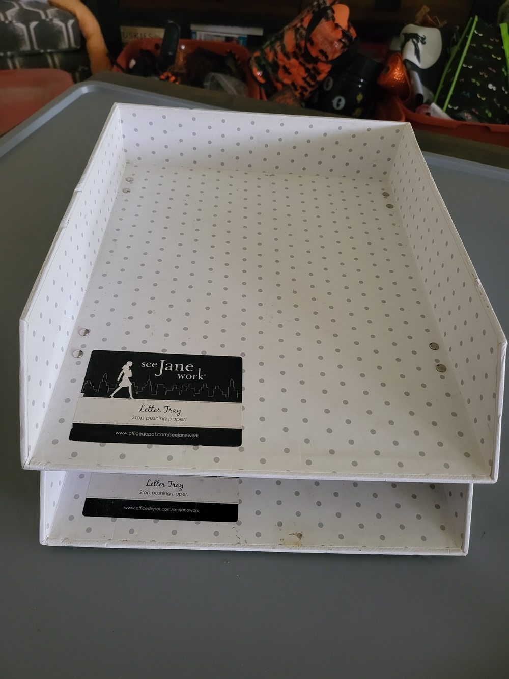 White Polka Dot Letter Tray Set - 2-Pack